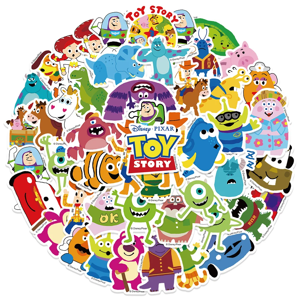 10/30/50Pcs Disney Cartoon Toy Story Stickers Decalcomanie Kids Toy Graffiti Laptop Phone Scrapbook Waterproof Cute Anime Sticker Pack
