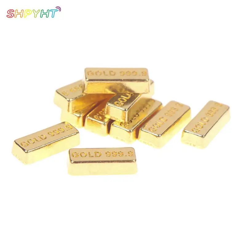 10 Pz/Set 1:12 Casa Delle Bambole In Miniatura Lingotti D'Oro Modello Simulazione Lingotti D'Oro Bar Giocattoli Casa Delle Bambole Decor Bambini Finta