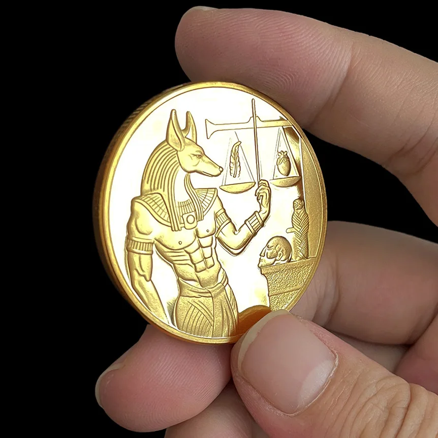 Medaglia Commemorativa In Metallo Egiziano Lol Top Dog Head Death God Anubis Gold Coin Collezione Culturale Table Coin Play