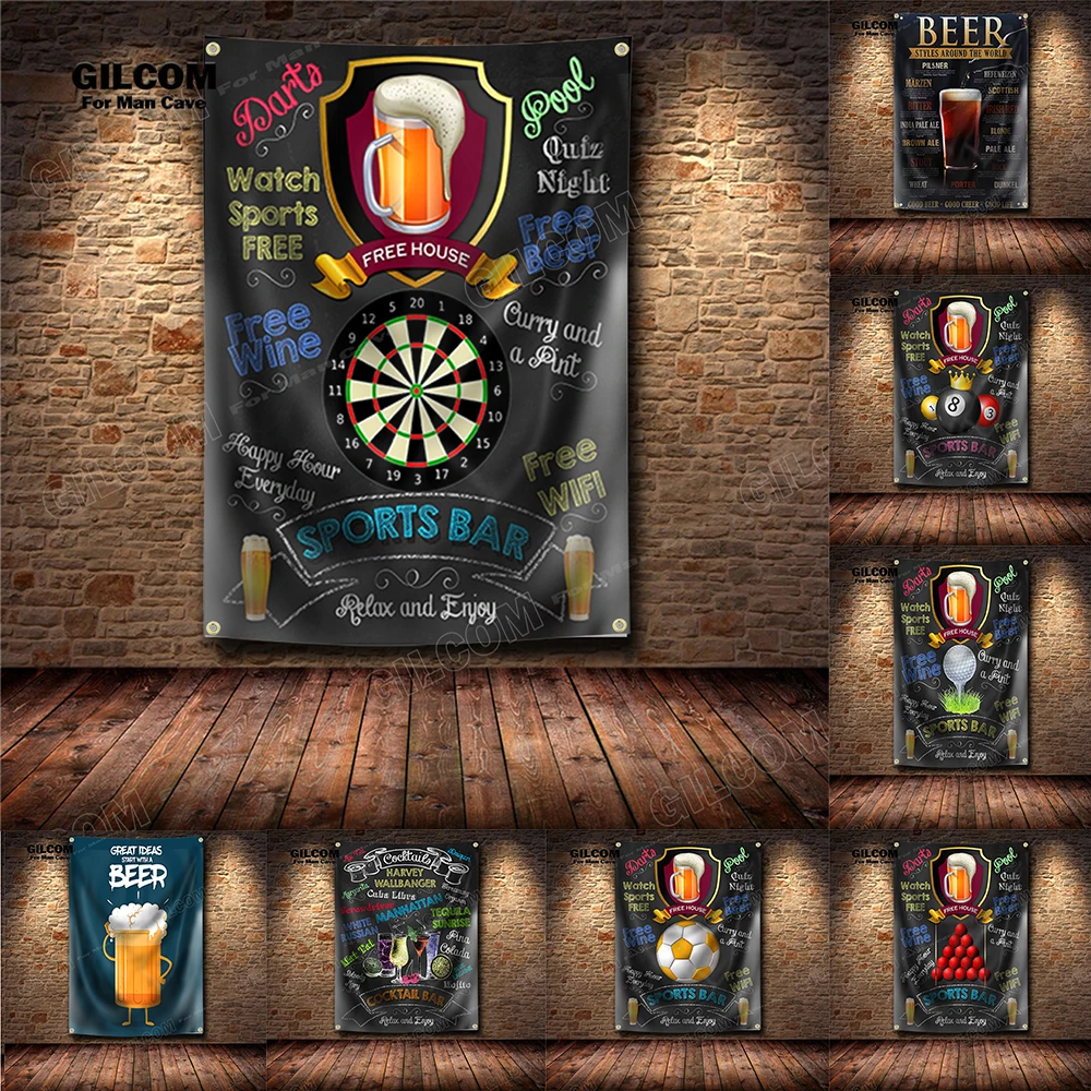 Lavagna Di Sports Bar Banner Flag Free Wine Dart Bowling Poster Art Ad Vintage Sign Dark Motor Car Man Cave Garage Pub Club
