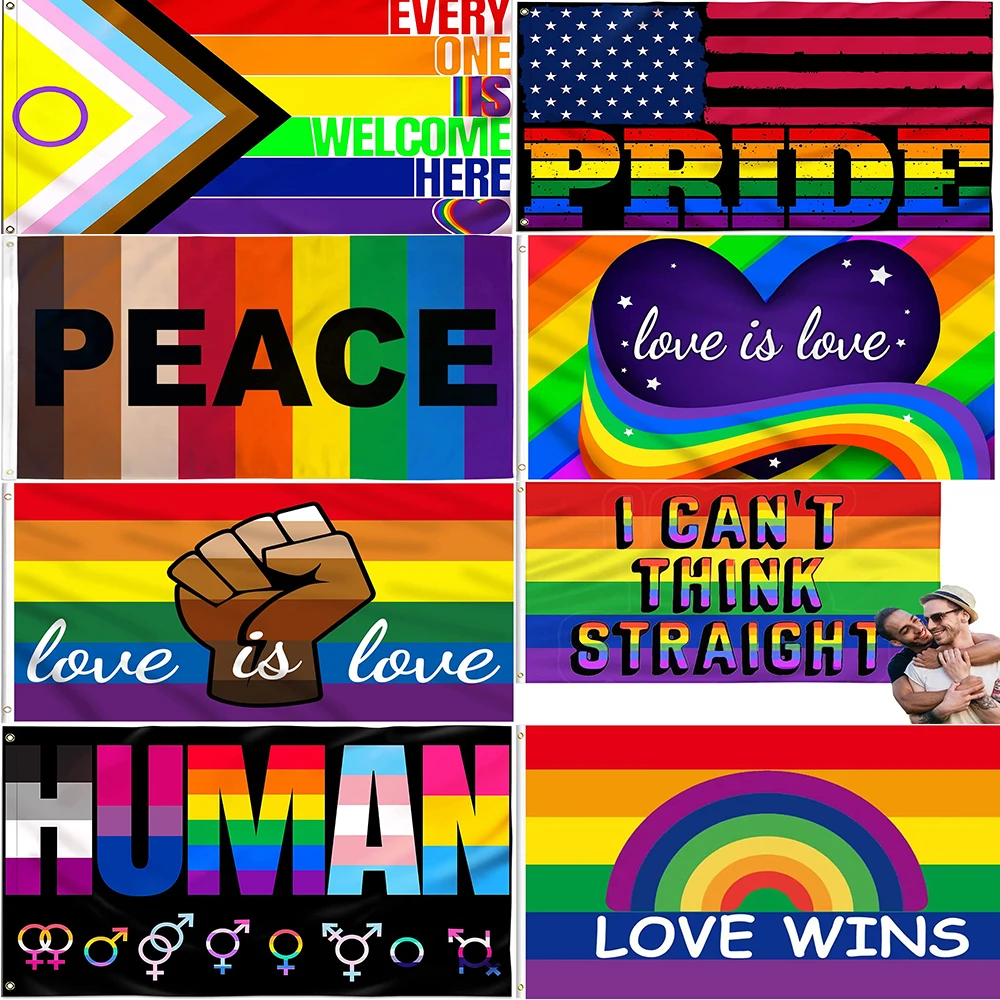 Consegna Diretta 100% Poliestere Arcobaleno Gay Pride Love Is Love Flags