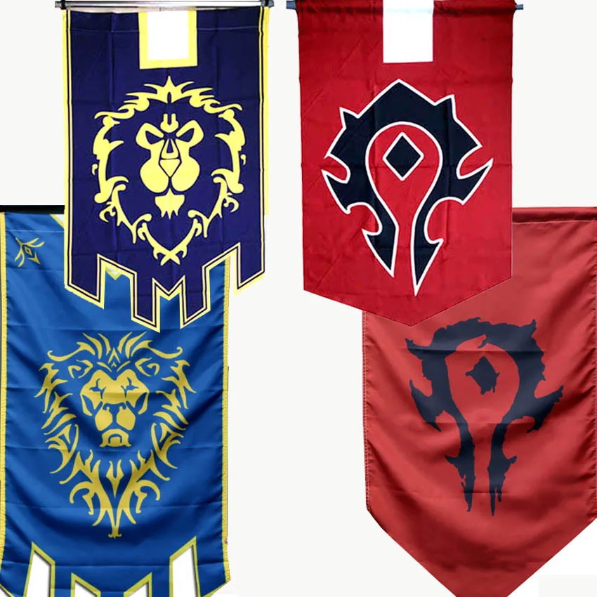128X64Cm Horde Alliance Banner Flag Home Dacron Cosplay Party