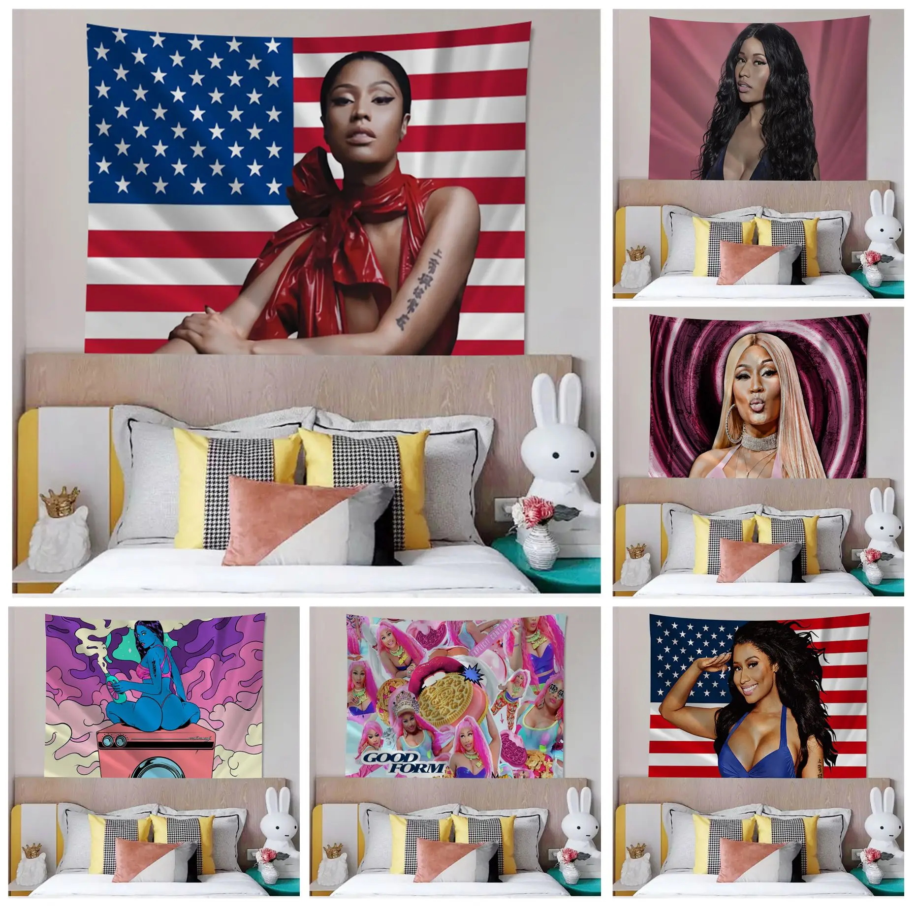 Nicki Minaj Flag Hanging Bohemian Tapestry Cheap Hippie Wall Hanging Bohemian Wall Arazzi Mandala Wall Hanging Home Decor