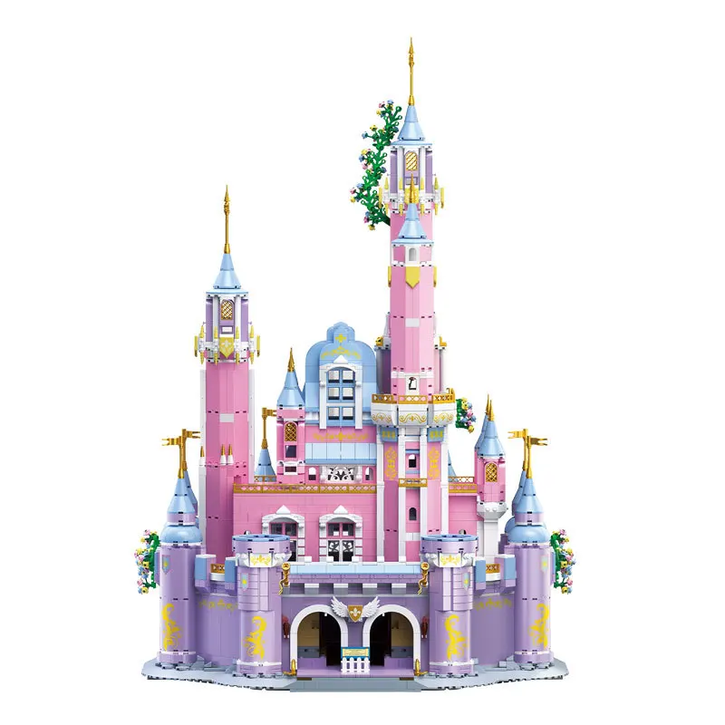 Creative Amusement Park Mini Block Fairy Tales Princess Purple Dream Castle Assemblare Model Building Brick Toy For Girls Gifts