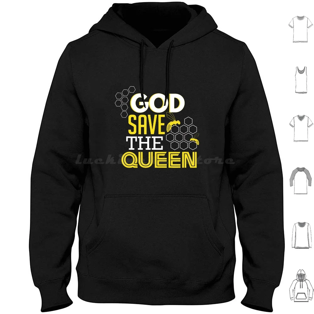God Save The Queen Bee Felpa Con Cappuccio In Cotone Manica Lunga Protect Bee God Save The Queen Bee Vintage Save The Queen God Save