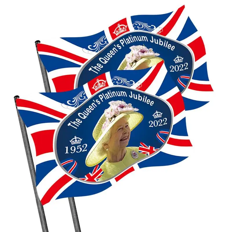 Queen Elizabeth Flag Flag Of Elizabeth Ii Flag God Save The Queen Uk Banner Decorazione Pubblicitaria Bandiera Della Finestra Dell'Auto Con Palo