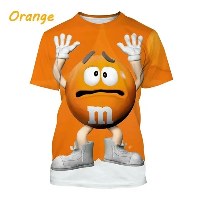 New Funny 3D Chocolate Bean Print T-Shirt Fashion Cartoon Manica Corta Cool Top Personalità Graphic Tees Y2K Abbigliamento Tee Shirt