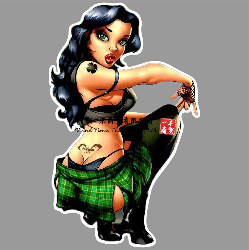 Sexy Catholic School Girl Pin Up Vinyl Sticker.