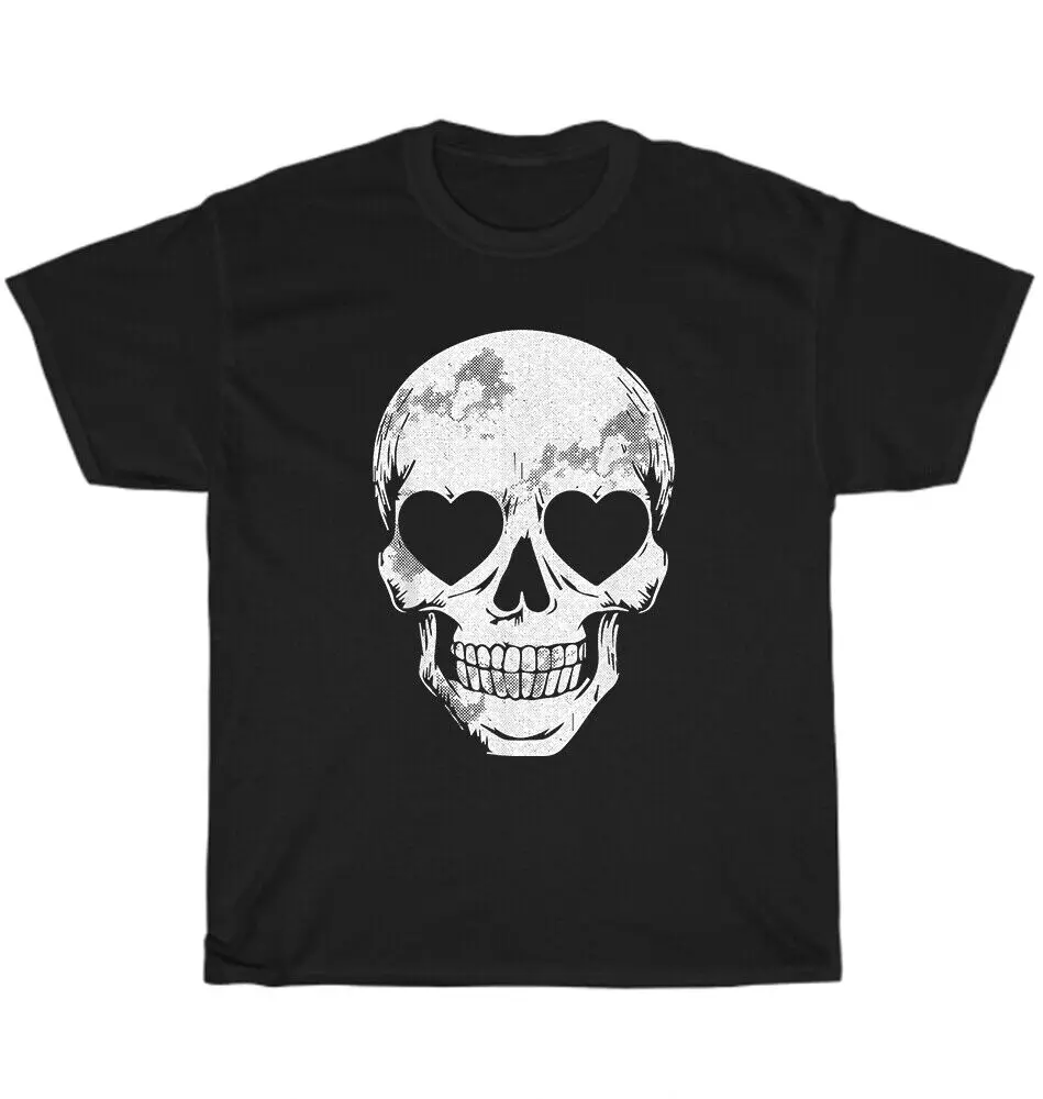 Skull Heart Eyes Lazy Halloween Costume Cute Skeleton Bones T-Shirt Regalo Unisex Maniche Lunghe