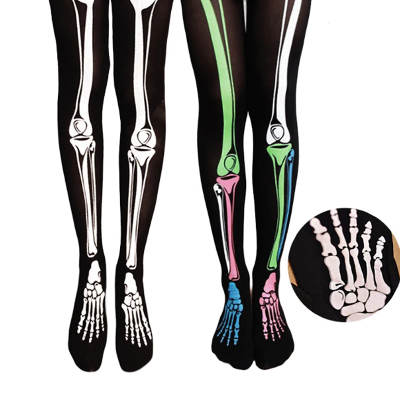 Di Modo Calzamaglie Sexy Calze E Autoreggenti Bar Bar Calze E Autoreggenti Di Halloween Del Cranio Di Ossa Collant Nero Di Trasporto Off Collant Per L