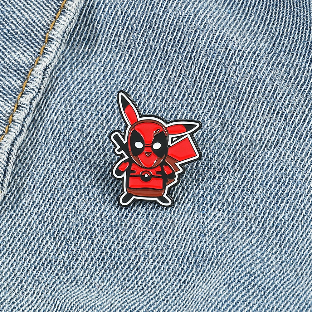 Cute Pokemon Pikachu Cosplay Deadpool Pins Funny Cartoon Badge Buckle Denim Clothes Bag Spille Per Accessori Zaino Regalo