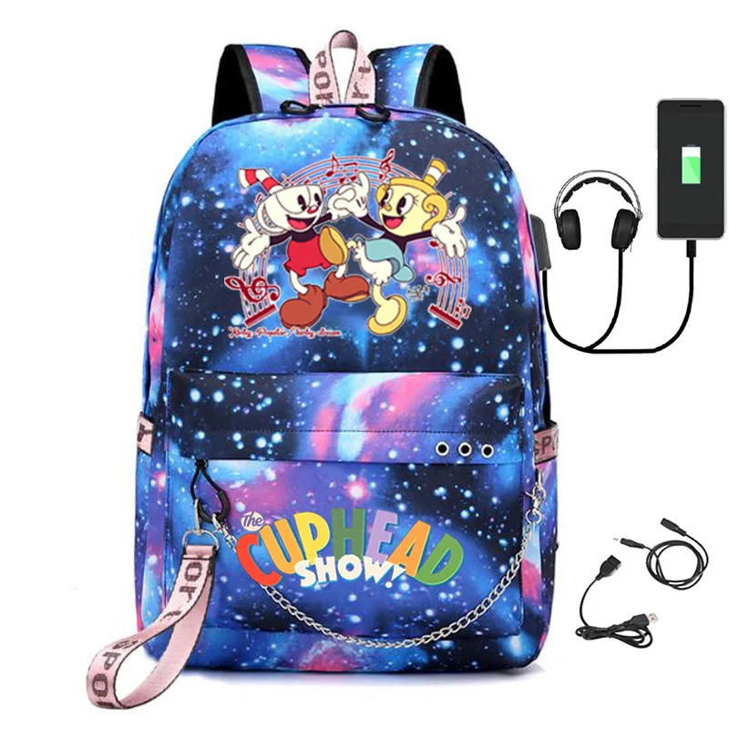 Hot Game Cuphead Show Zaino Bambini Ragazzi Ragazze Anime Cartoon Oxford Zaino Impermeabile Borsa Da Scuola Di Grande Capacità