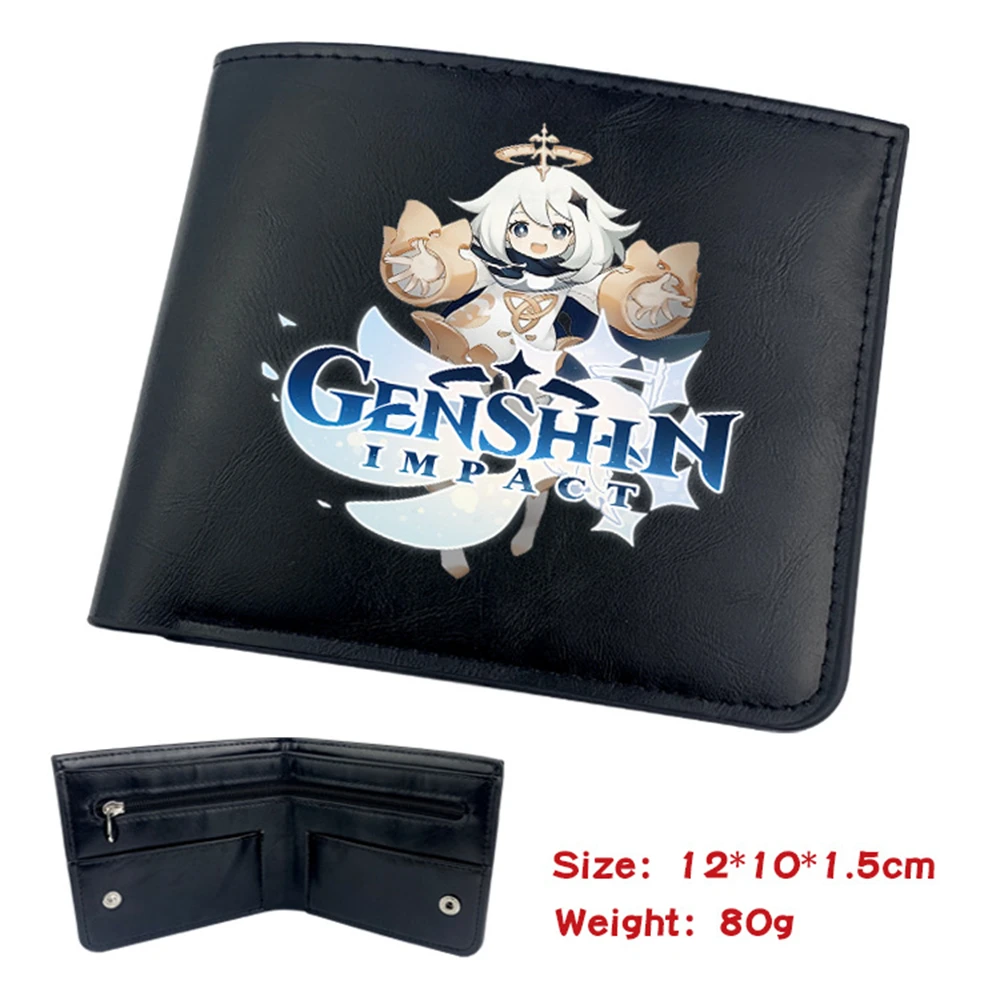 Gioco Genshin Impact Pu Soft Wallet Bifold Photo Holder Ragazzi Ragazze Card Pack Adolescente Coin Bag Casual Short Cartoon Borse Regali