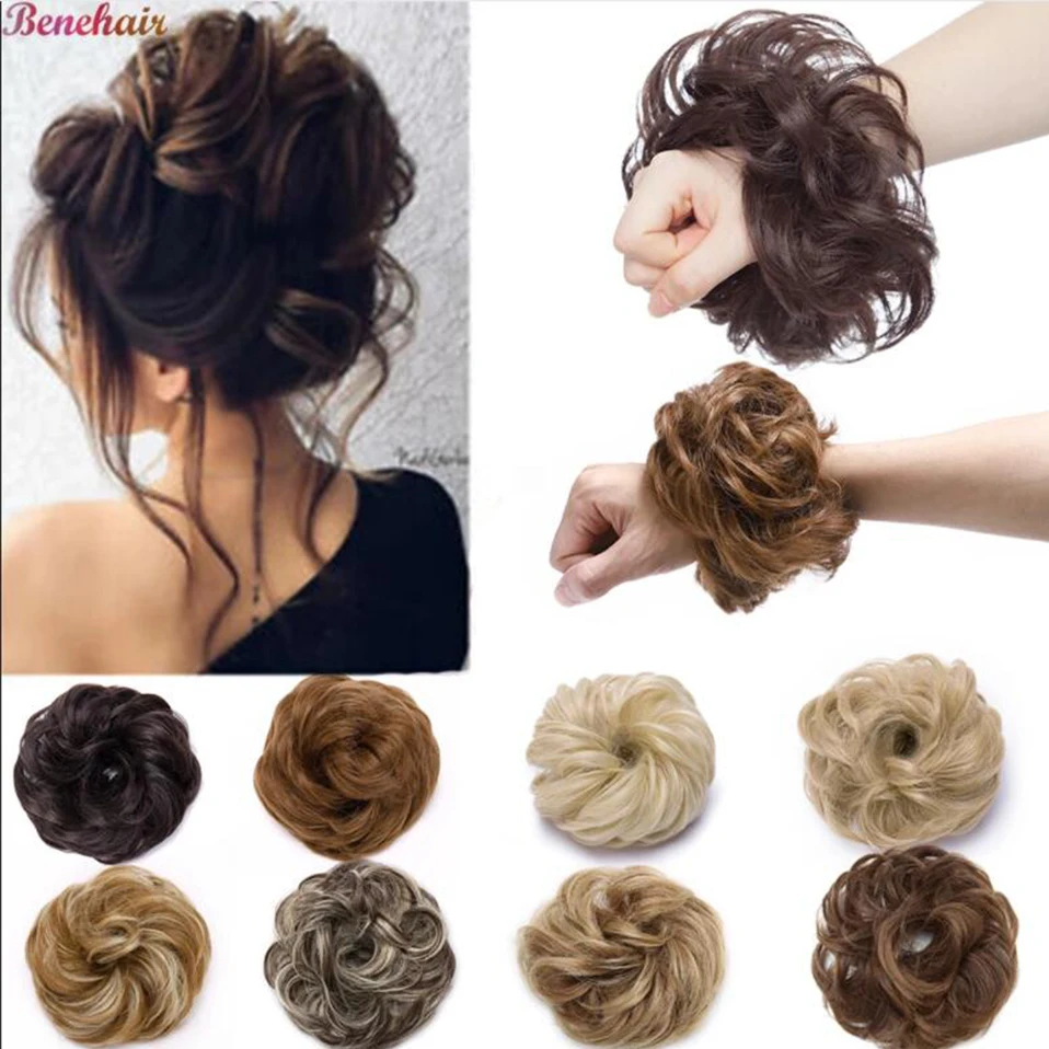 Benehair Sintetico Disordinato Panino Scrunchy Capelli Panino Capelli Finti Donne Chignon Elastico Fascia Per Capelli Posticci Per Le Donne Ciambella 