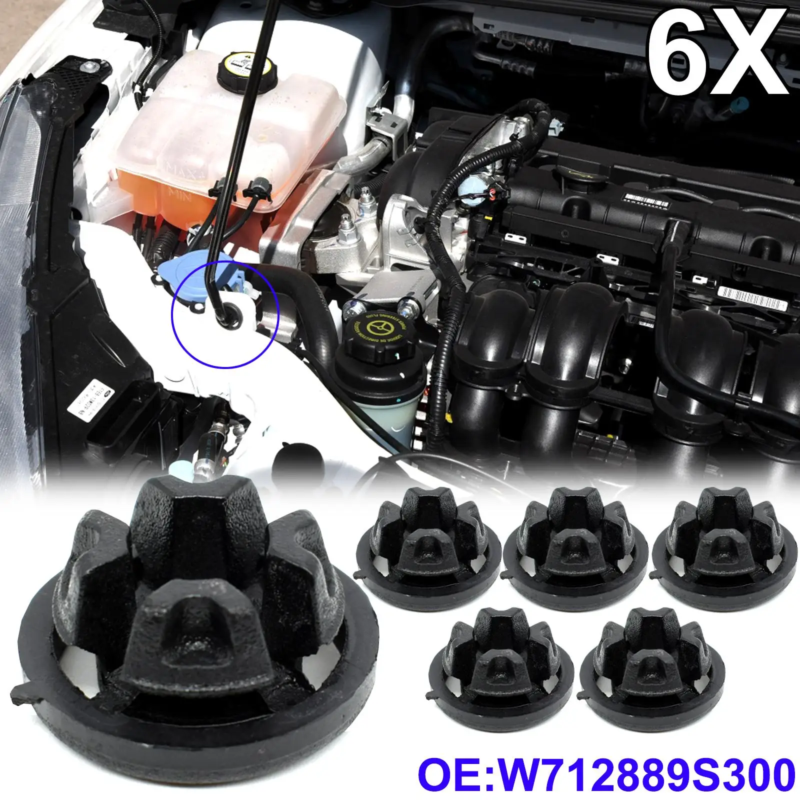 6X Hood Bonnet Rod Support Prop Grommet For Per Ford C-Max Focus Fusion S-Max Mondeo Escape Accessori Per Auto