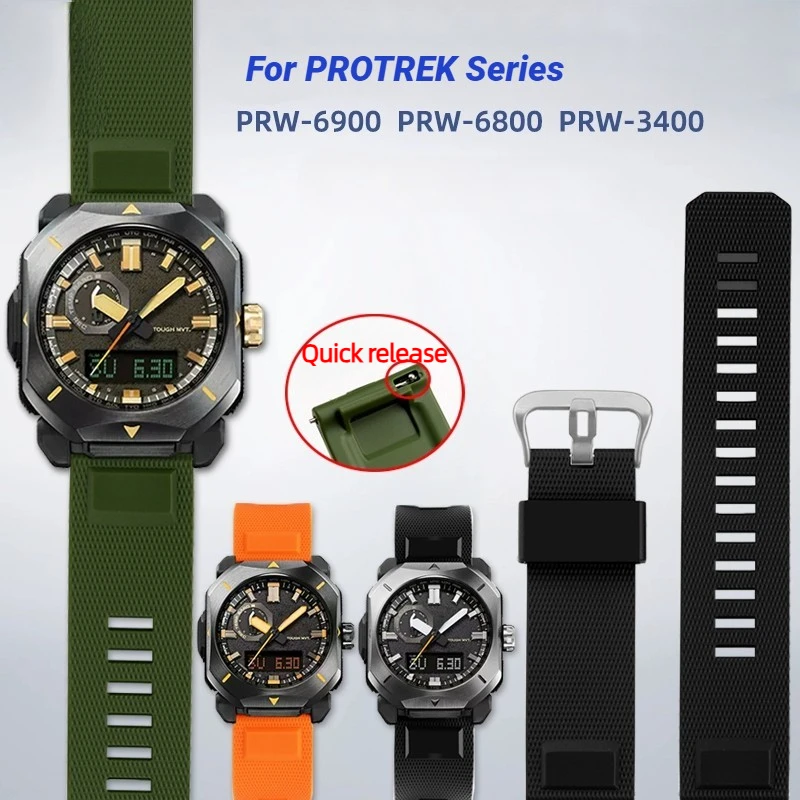 23Mm Per Casio Protrek Prw-6900Y Prw-6800 Prw-3400 Prw-60/Prw-70/Prw-50Y Cinturino Per Orologio In Silicone Cinturino Per Cinturino A Sgancio Rapido