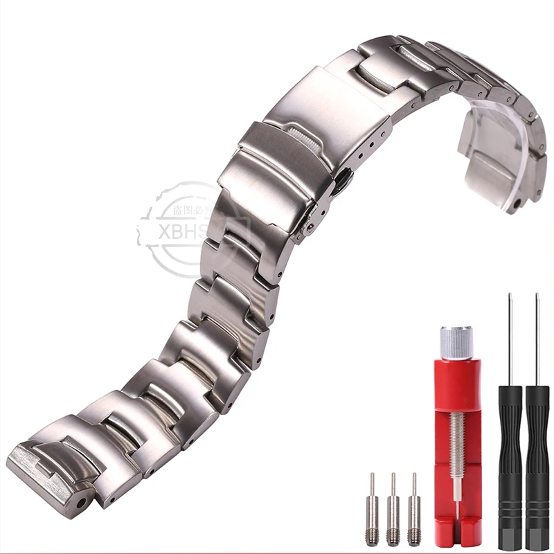 Accessori Per Orologi Cinturino In Acciaio Inossidabile Da 16Mm Per Casio Protrek Prw-6000 Prw-6100 Prw-3000 Prw-3100 Cinturino Da Uomo In Metallo Sol