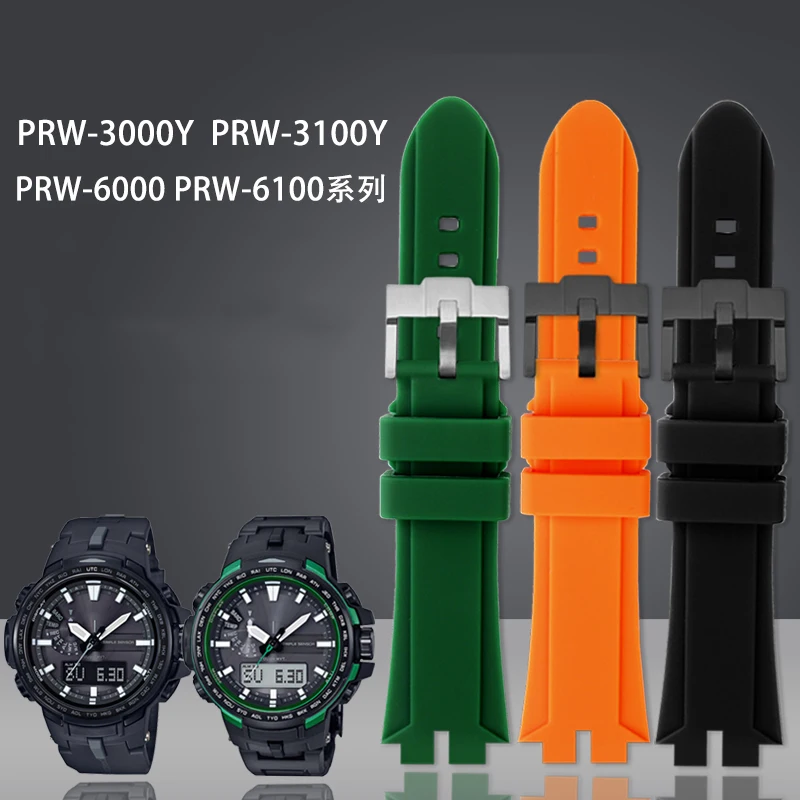 Per Casio Protrek Series Modificato Prw-3100 Prw-6000/6100/3000 Prw3000 Prw3100 Cinturino Impermeabile In Gomma Siliconica Morbida Da Uomo