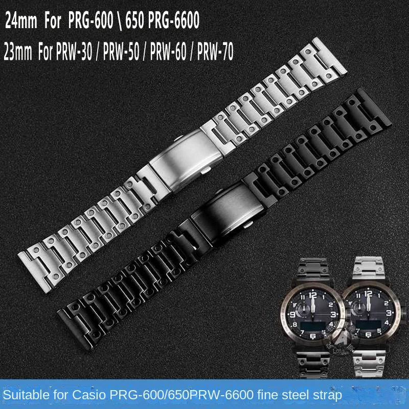 Cinturino Per Orologio In Acciaio Fine 23Mm 24Mm Per Casio Protrek Prg-600 \ 650 Prg-6600 / 30 / 50 / 60 / 70 Cinturino Per Cinturino Modificato