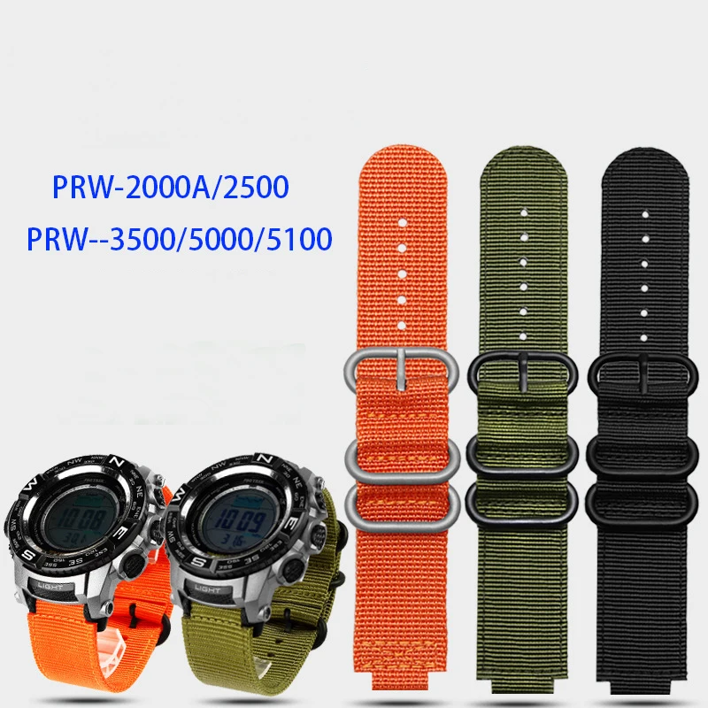 Applicabile Per Casio Protrek Series Prw-2500T / 3500 / 5000 / 5100 / 2000 Cinturino In Nylon Nato 18Mm
