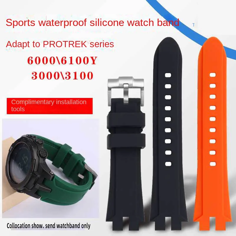 Cinturino In Silicone Modificato Per Casio Protrek Prw-3100 Prw-6000 6100 Prw-3000 Prg-300 Prg-330 Cinturino Da Uomo Morbido
