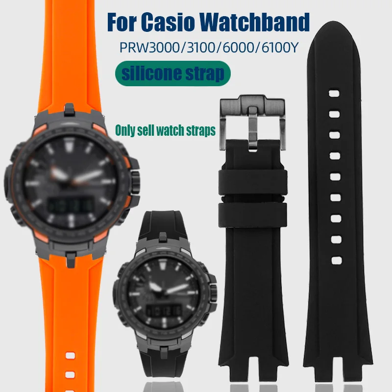 Cinturino In Silicone Modificato Per Casio Protrek Prw-3100 Prw-6000 6100 Prw-3000 Prg-300 Prg-330 Cinturino In Gomma Morbido Da Uomo