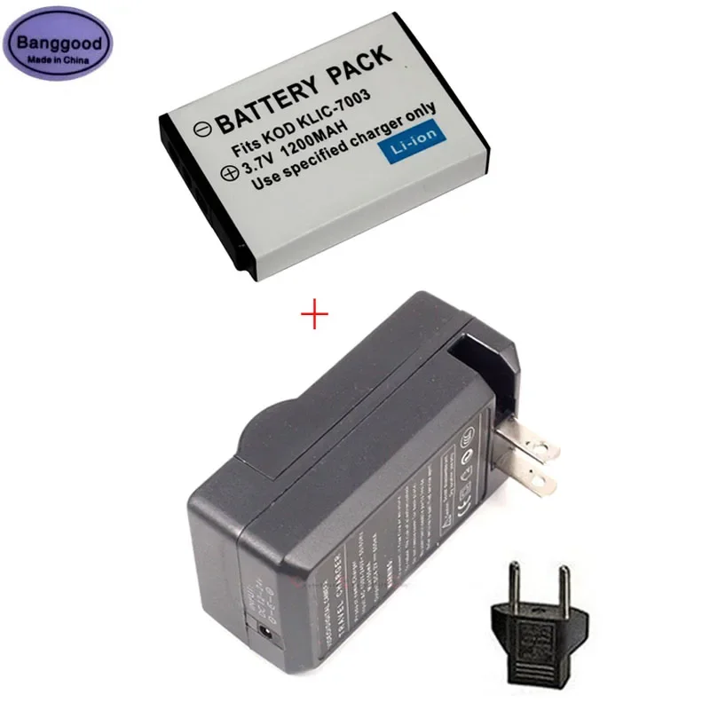 Batteria Per Fotocamera 3.7V 1200Mah Klic-7003 Klic7003 + Caricabatterie Ca Per Kodak Easyshare V1003 V803 M380 M381 M420 Md81 Z950