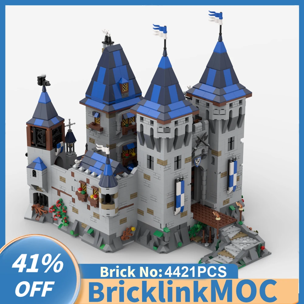 4421 Pz Moc Europeo Medievale Street View Black Falcon Eagle Nest Castle Idee Creative Retro Toy Birthdaygift Christmasblocks