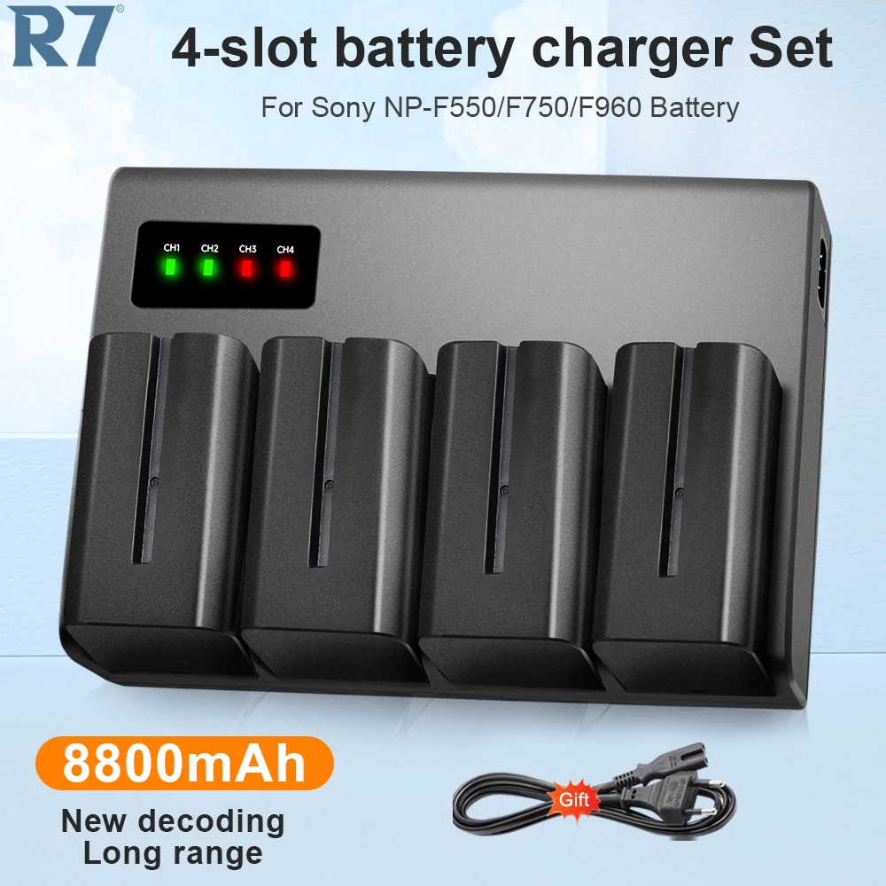 R7 Np F960 Np F970 Np-F980 Batteria Per Fotocamera + Caricabatterie Led Per Sony Plm-100 Ccd-Trv35 Mvc-Fd91 Mc1500C L10