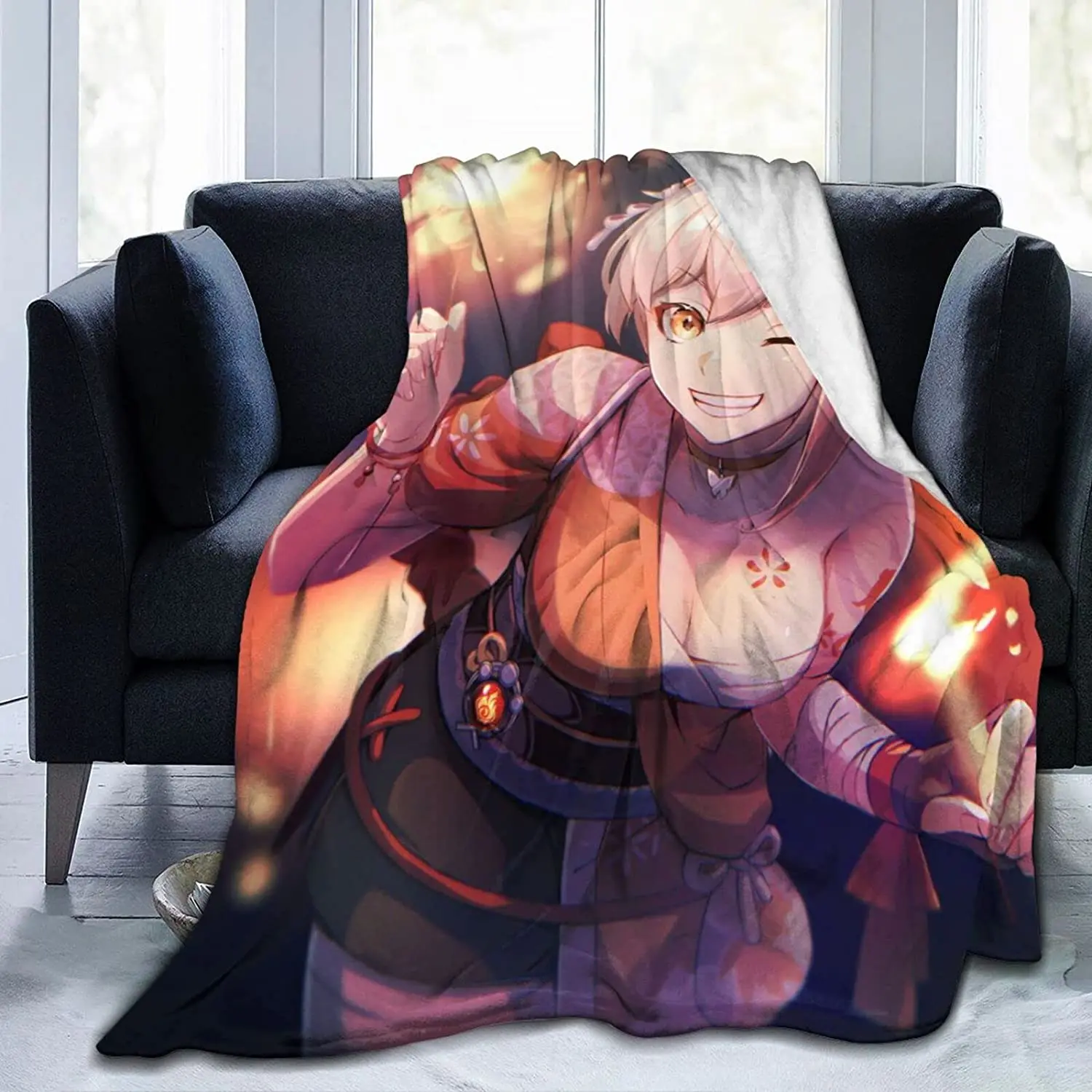 Anime Game Fleece Blanket Ultra Soft Flannel Blanket Digital Printed All Season Premium Fluffy Microfiber Fleece, 80"X60"
