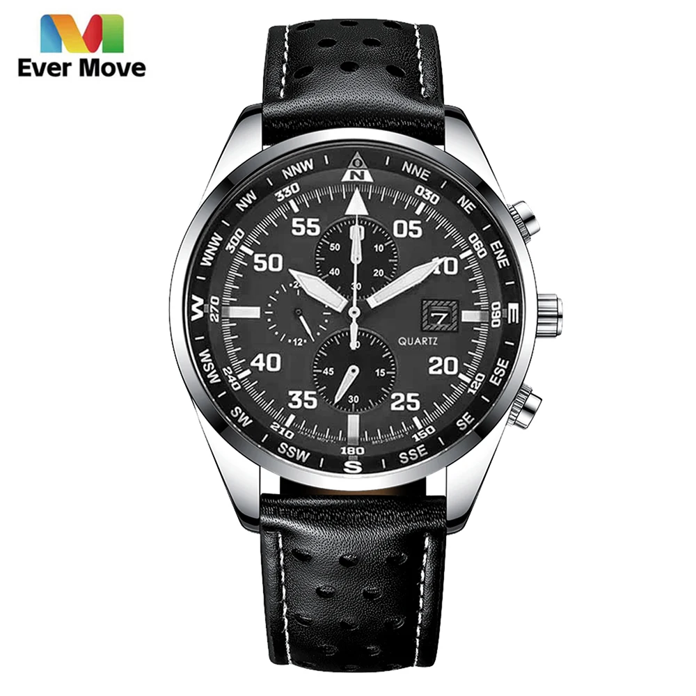 Ever Move Orologi Sportivi Per Uomo Fashion Quartz Men Big Clock Brand Luxury Military Full Alloy Steel Waterproof Chronograph Gift