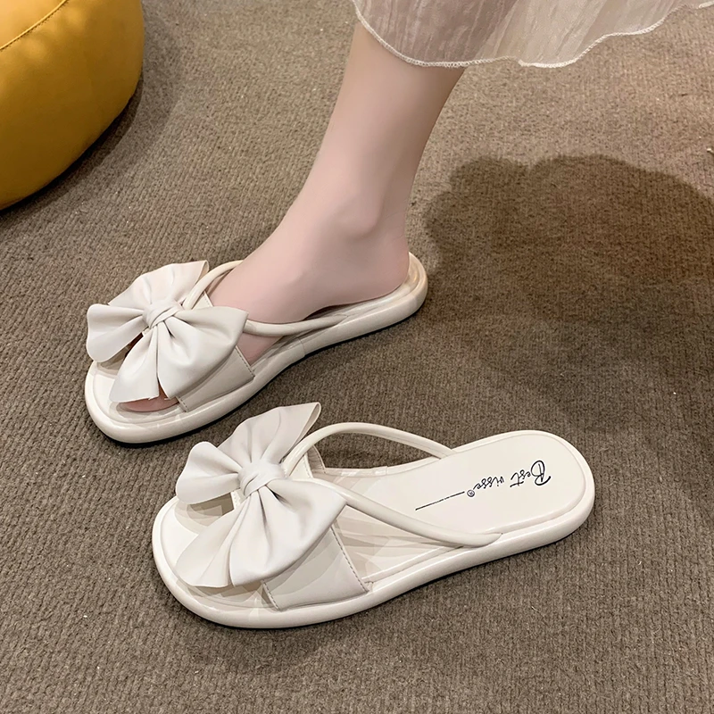 Scarpe Low Butterfly-Knot Pantofole Da Donna Slides Scisto Femminile Beach Fashion 2023 Flat Sabot Luxury Rubber Butterfly-Knot Basic