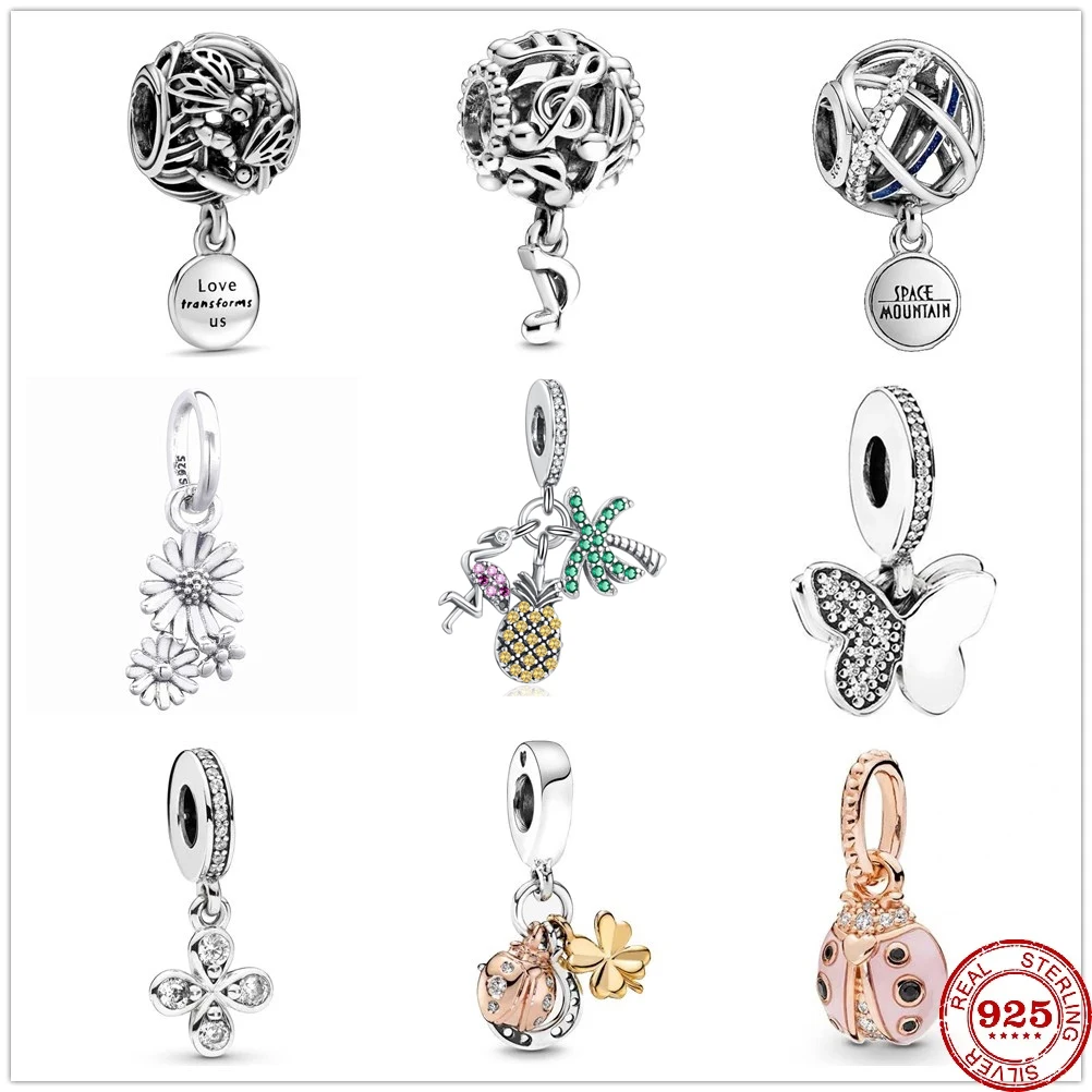 Nuovo 925 Sterling Silver Butterfly Flower Clover Pandora Honey Beads Fit Original Charms Pandora Bracciale Bead Jewelry Making