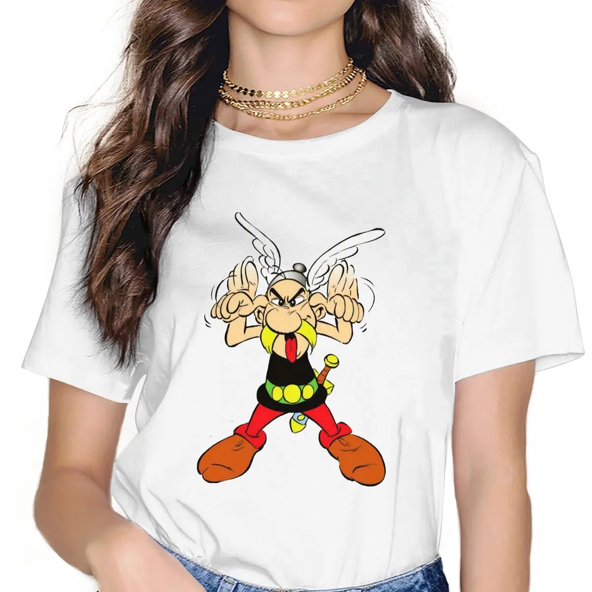 Asterix-Le Gaulois At His Best T Shirt Harajuku Moda Donna Tees O-Collo