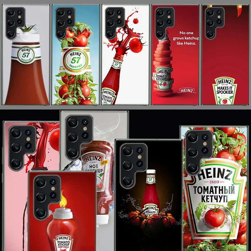 Cute Ins Heinz Tomato Ketchup Mustard Cover Per Samsung Galaxy S21 S20 Fe S23 S22 S24 Ultra Phone Case S10 S10E S8 S9 Plus S7 S6