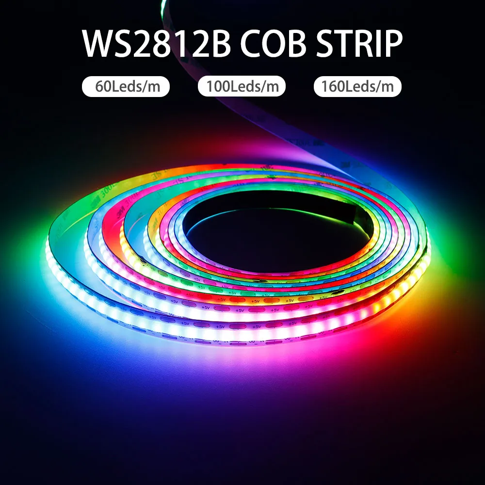 Ws2812B Rgbic Cob Led Strip Ws2812 Ad Alta Densità Indirizzabile Individualmente 60/100/160Leds/M Smart Dream Color Cob Led Light Dc5V