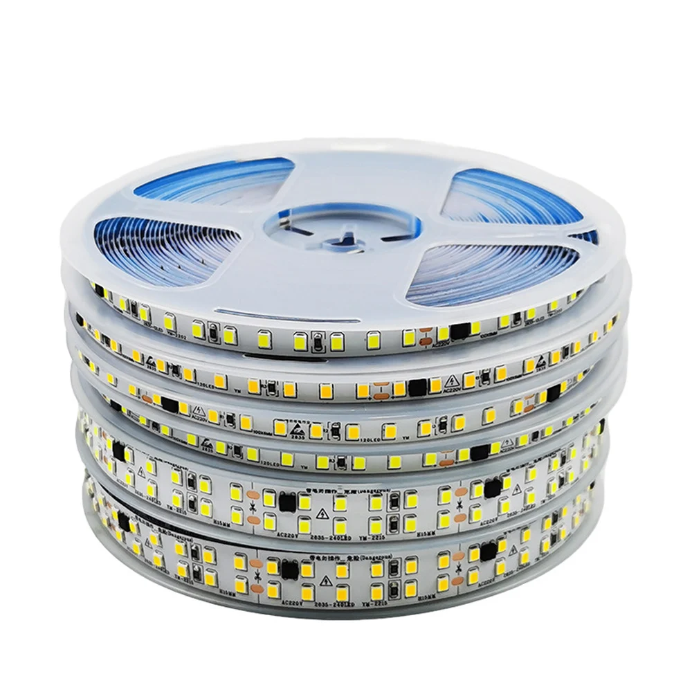 Ac220V ~ 230V Led Strip Lights 2835 120/240 Led/M 5M Lampada 220 V Led Strip Light 220 Volt Diodo Tape Lampada Morbida Flessibile Per Bar Home