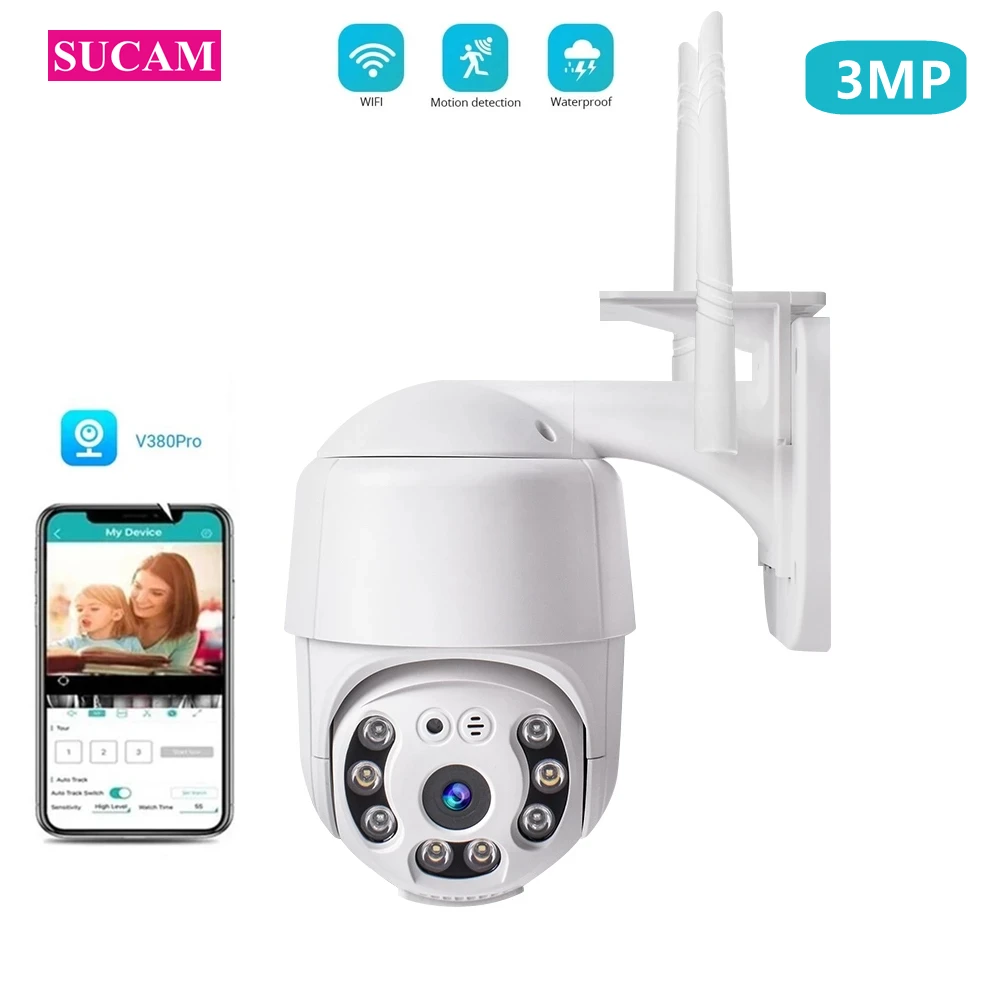 Impermeabile 3Mp Pan Tilt Wifi Ip Smart Camera Audio Cctv Sorveglianza Outdoor Wireless Home Wireless Security Camera V380 Pro
