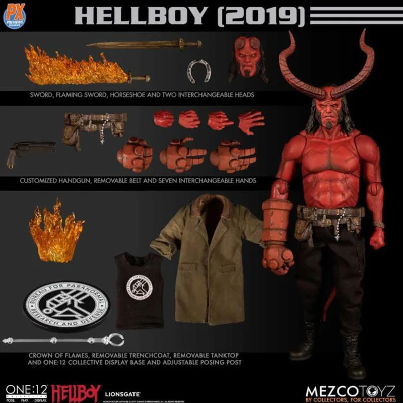 In Magazzino Originale Mezco One:12 Hellboy Px Film E Tv Hang Card Toy Action Figures Giocattoli Per Regalo Per Bambini