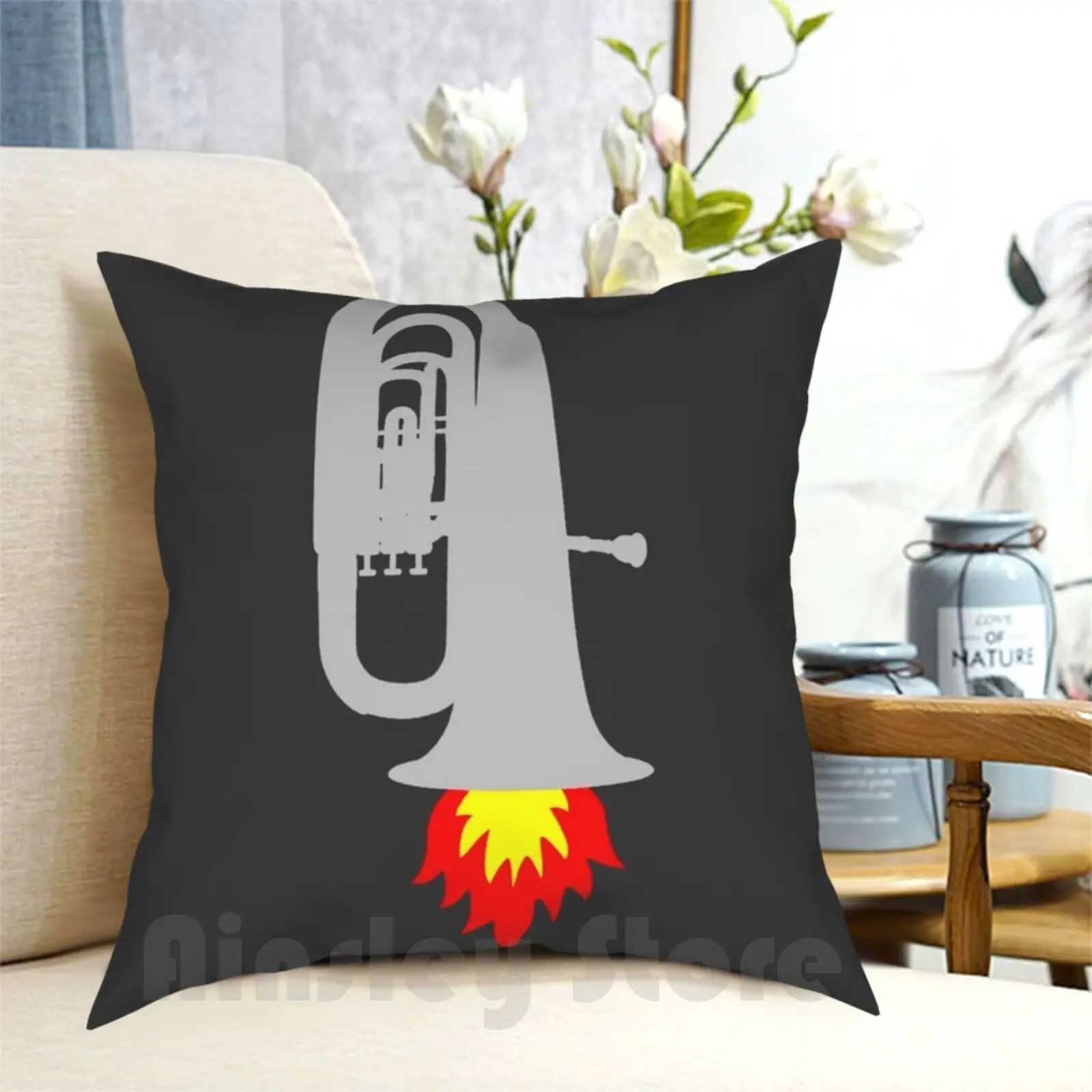 Tuba-Rocket-Funny Marching Band / Concert Band Design Federa Stampata Home Soft Fodera Per Cuscino Fai Da Te Tuba Tubist Low Ottone