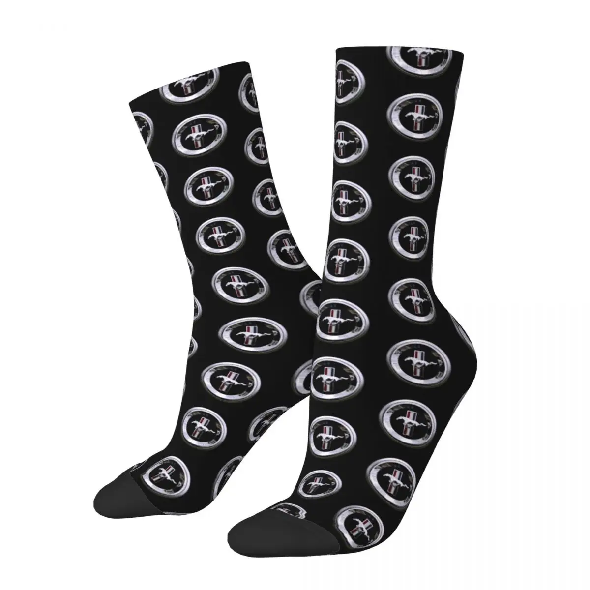 Funny Ford Mustang (3) Basketball Socks Polyester Long Socks For Women Men Breathable