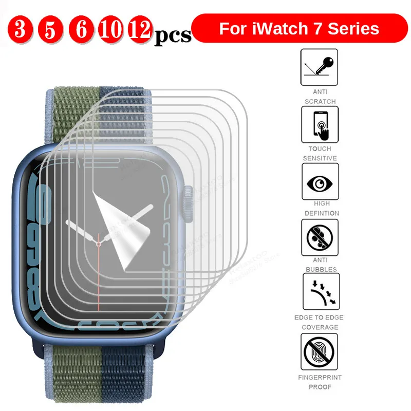 Pellicola Per Apple Watch 7 Iwatch 41Mm 45Mm Proteggi Schermo Serie 7 45Mm 41Mm Tpu Pellicola Trasparente Copertura Pellicola Senza Bolle Non Vetro