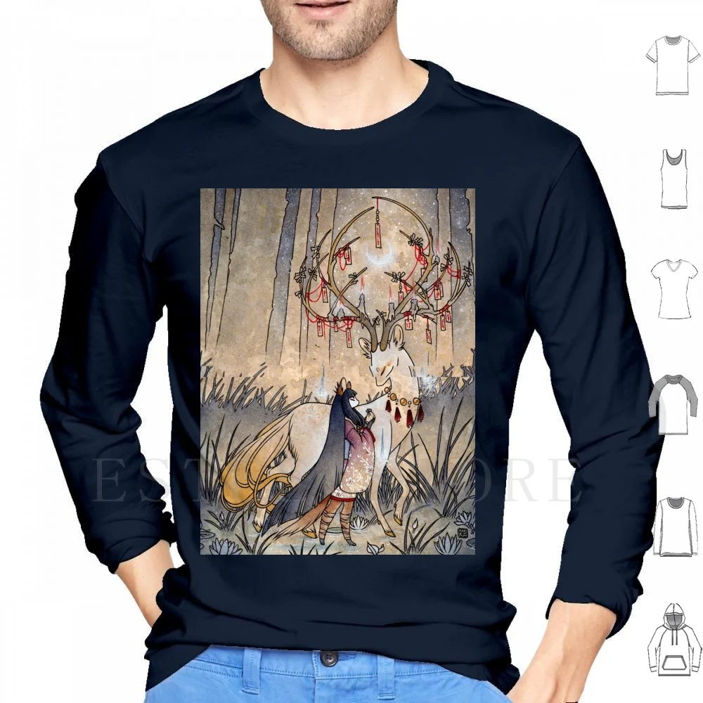 The Wish-Teakitsune Fox Yokai Felpe Teakitsune Tea Fox Illustrazioni Kitsune Fox Deer Kirin Antlers Occulto Yokai