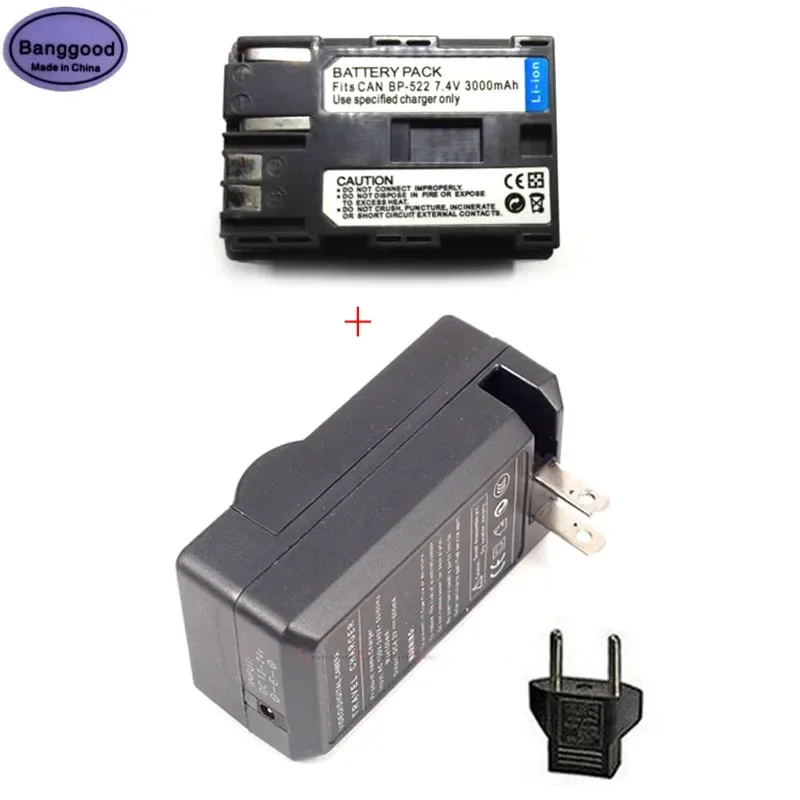 Batteria Per Fotocamera 3000Mah Bp-522 Bp522 + Caricabatterie Ca Per Canon Eos 30D 40D Powershot G1 Pro 1 Pv130 Bp-508 Bp-511 Bp-512 514 535