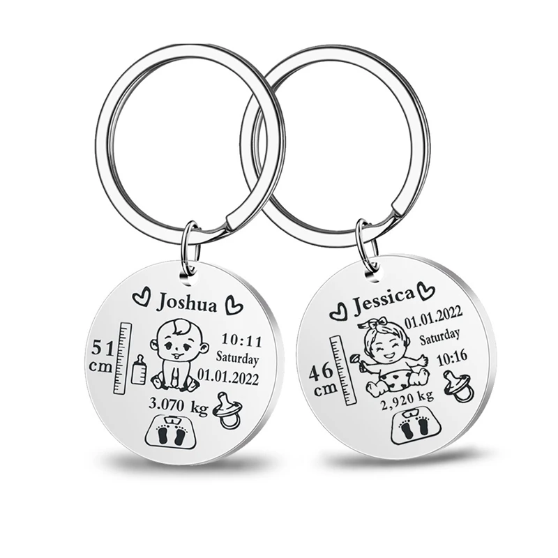 Portachiavi Per Neonato In Acciaio Inossidabile Personalizzato Adorabile Nome Personalizzato Portachiavi Altezza Peso Nascita Regalo Fai Da Te 2023
