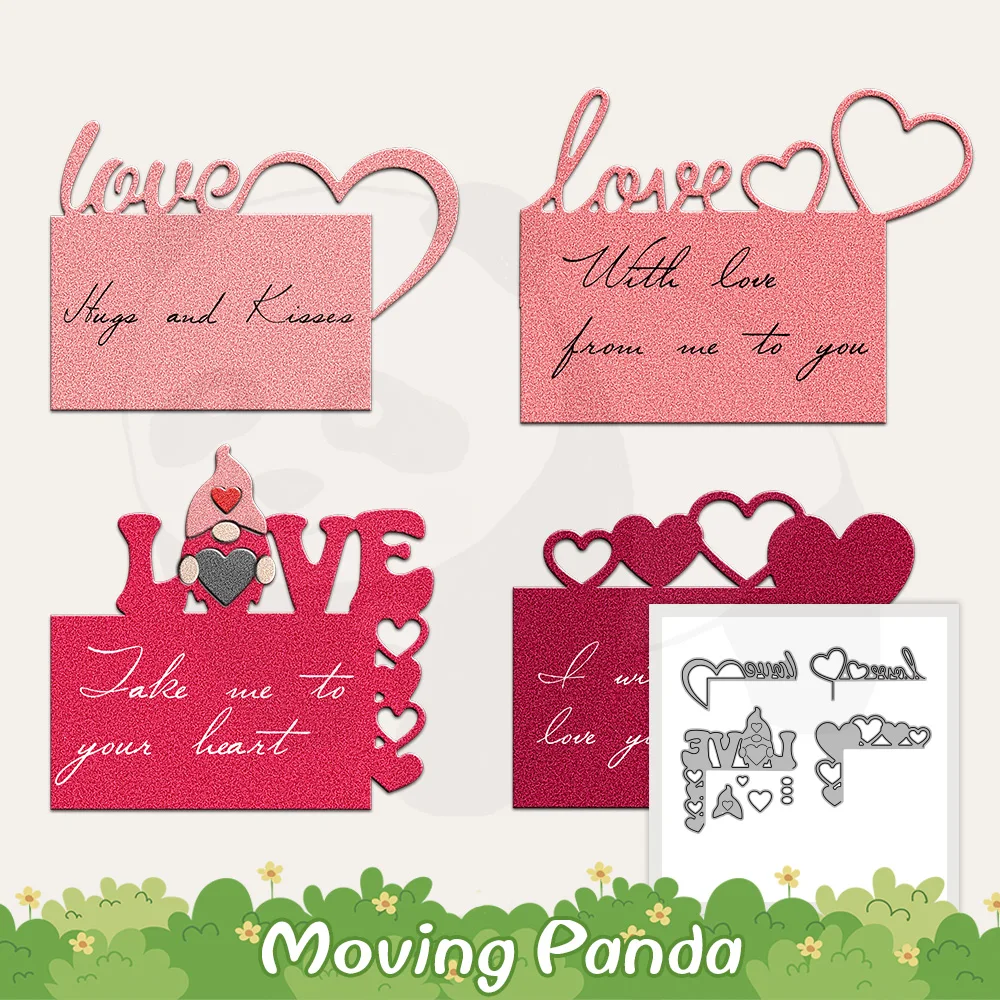 Love Hearts Gnome Metal Cutting Dies For Cards Happy Valentien'S Day Scrapbooking In Rilievo Diy Cut Dies For Album Artigianato Decor