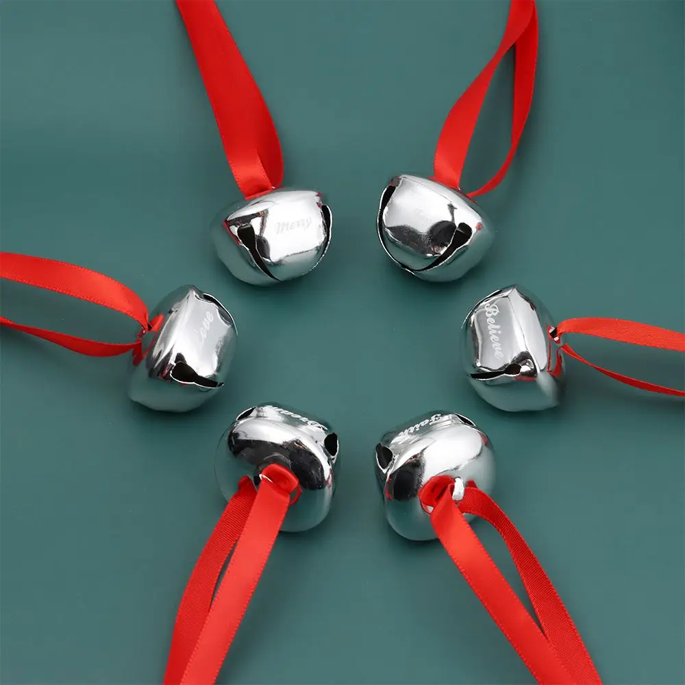 1.5 Pollici Christmas Jingle Bell Ornament Slith Bells Polar Express Bell Printed Believe Joy Bells Home Christmas Tree Decoration