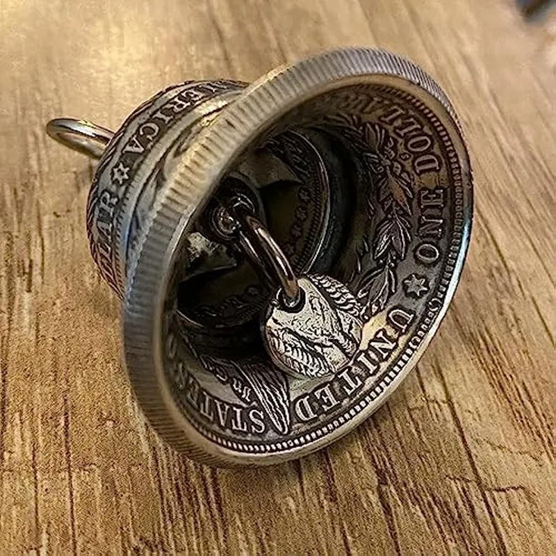 1 Pz Morgan Silver Dollar Bell Vintage Craft Jingle Bells Mini Hanging Bells Metal Hand Bell