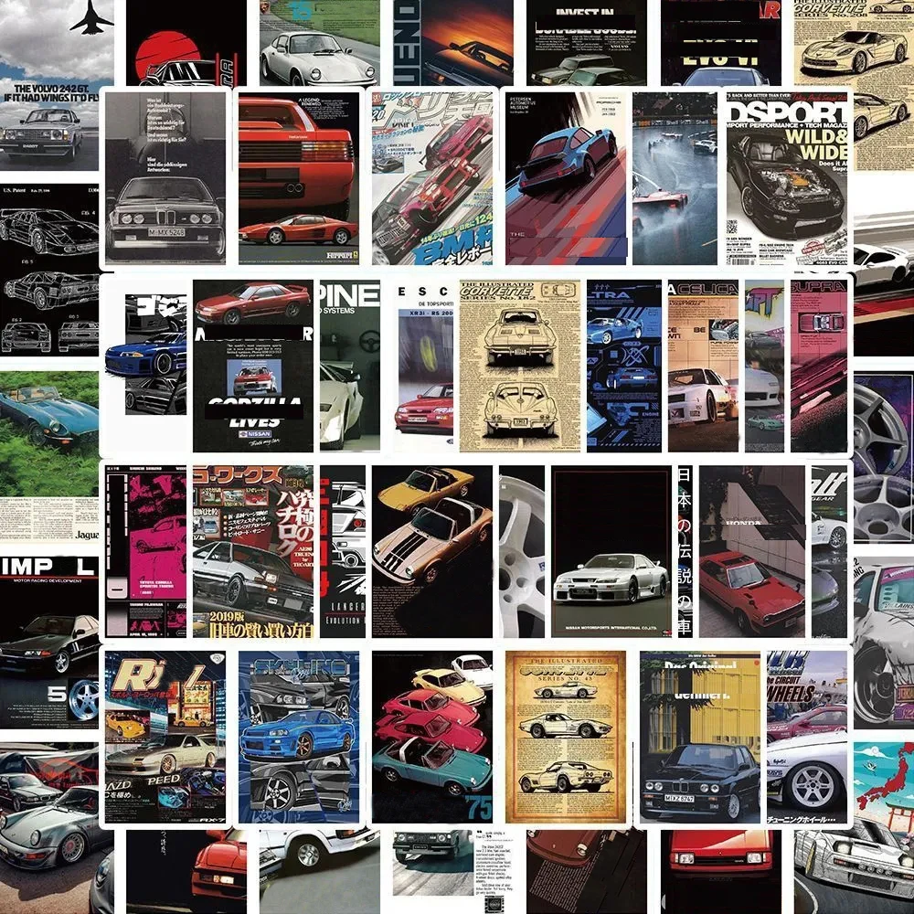 10/30/50Pcs Vintage Jdm Racing Car Poster Stickers Giocattoli Per Bambini Cool Graffiti Skateboard Laptop Phone Adesivo Impermeabile All'Ingrosso