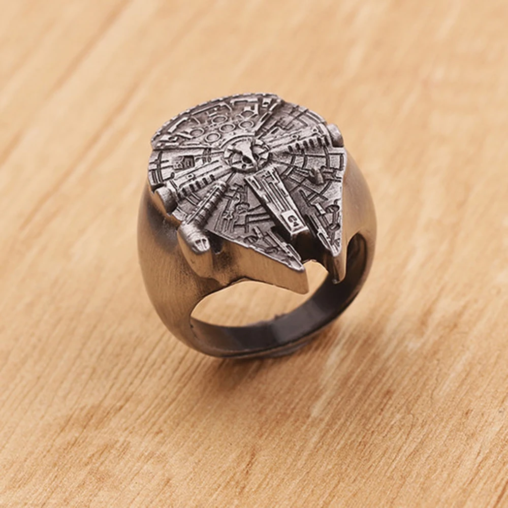 Star Wars Millennium Falcon Ring Anime Cartoon Falcon Metal Alloy Men Figure Ring Jewelry Gift